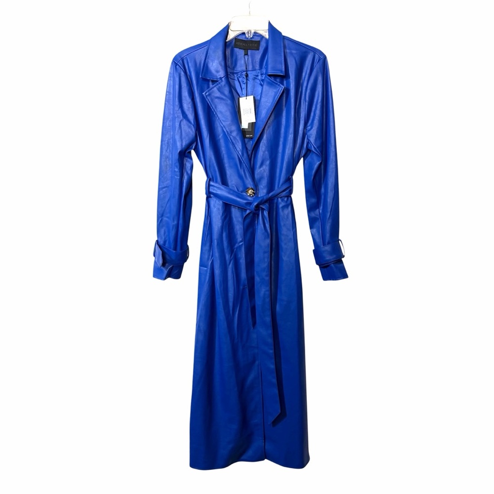 Kendall & Kylie Royal Blue Vegan Leather Trench Coat